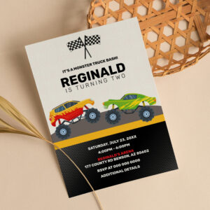 Monster Truck Boy Racing Birthday Jam Invitation