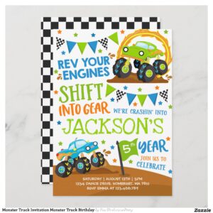 Monster Truck Invitation Monster Truck Birthday