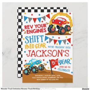 Monster Truck Invitation Monster Truck Birthday