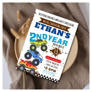 Monster Truck Invitation Monster Truck Birthday