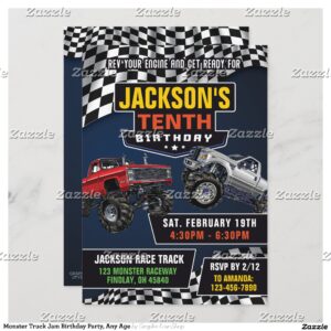 Monster Truck Jam Birthday Party, Any Age Invitation
