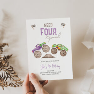 Monster Trucks Bash Birthday Invitation Any Age