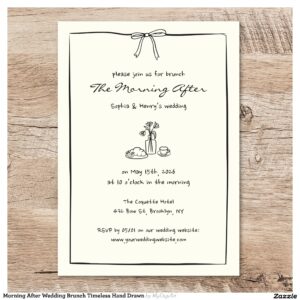 Morning After Wedding Brunch Timeless Hand Drawn Invitation