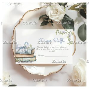 New Chapter Blue Bow Diaper raffle ticket Enclosure Card