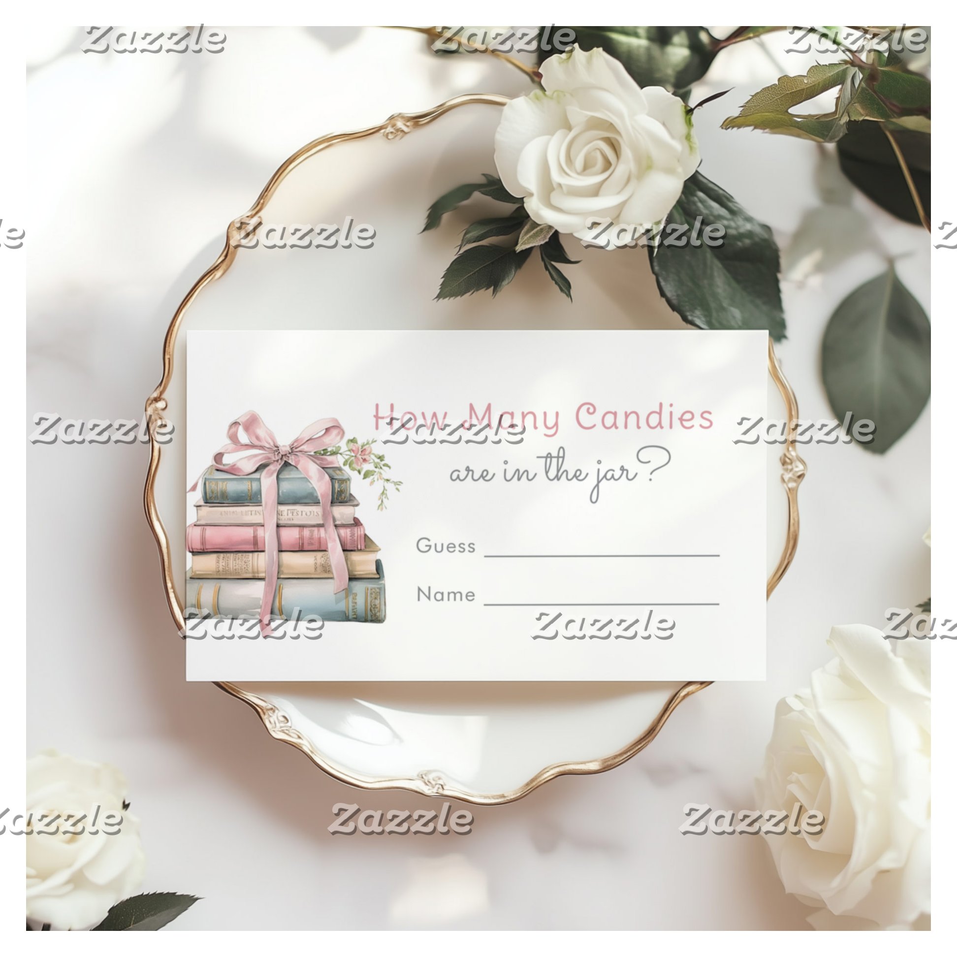 New Chapter Pink Bow How Many Candies game Enclosure Card