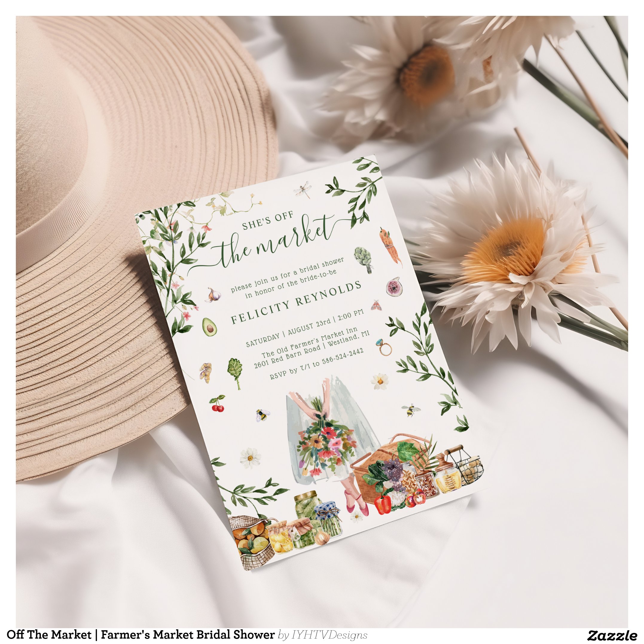Off The Market Farmer's Market Bridal Shower Invitation