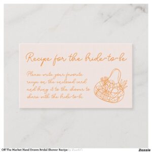 Off The Market Hand Drawn Bridal Shower Recipe Enclosure Card