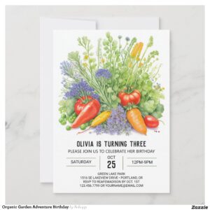 Organic Garden Adventure Birthday Invitation