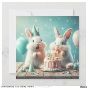 Our funny bunny, bunny birthday invitation