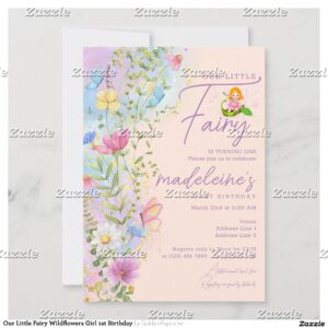 Our Little Fairy Wildflowers Girl 1st Birthday Invitation