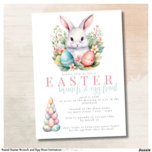 Pastel Easter Brunch and Egg Hunt Invitation