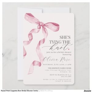 Pastel Pink Coquette Bow Bridal Shower Invite