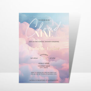 Pastel She's on Cloud Nine Bridal Shower Foil Invitation
