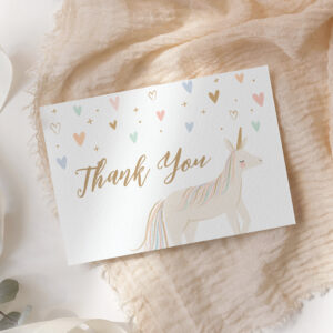 Pastel Unicorn Birthday Thank You Card