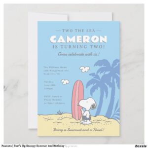 Peanuts Surf's Up Snoopy Summer 2nd Birthday Invitation