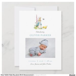 Peter Rabbit Baby Boy photo Birth Announcement