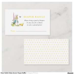 Peter Rabbit Baby shower Diaper Raffle Enclosure Card