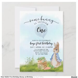 Peter Rabbit First Birthday, Bunny, 1st Birthday, Invitation