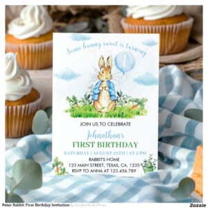 Peter Rabbit First Birthday Invitation