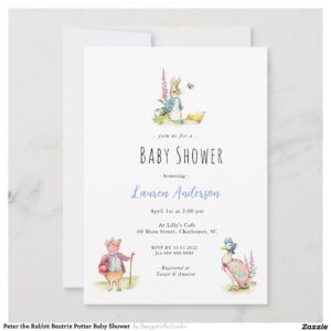 Peter the Rabbit Beatrix Potter Baby Shower Invitation