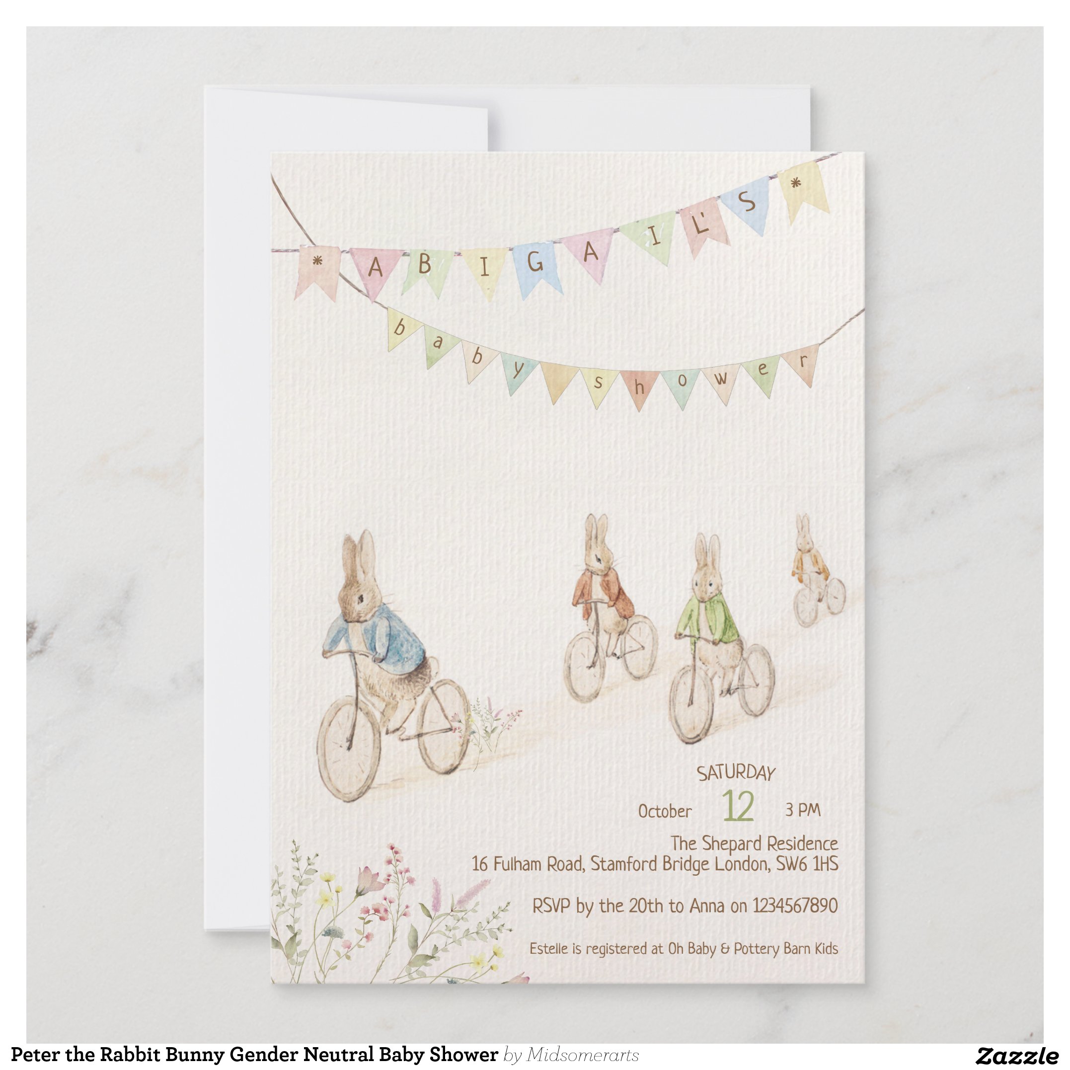 Peter the Rabbit Bunny Gender Neutral Baby Shower Invitation