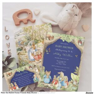 Peter the Rabbit Forest Friends Baby Shower Invitation
