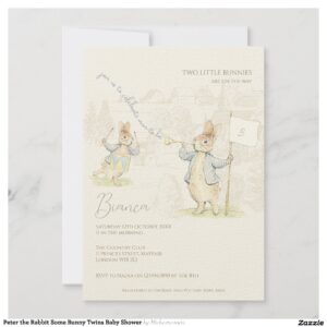 Peter the Rabbit Some Bunny Twins Baby Shower Invitation