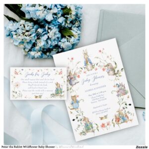 Peter the Rabbit Wildflower Baby Shower Invitation