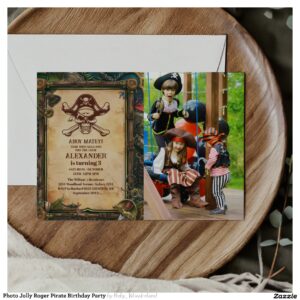 Photo Jolly Roger Pirate Birthday Party Invitation