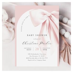 Pink Bow Arch Baby Shower Invitation