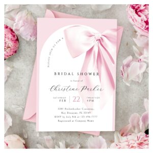 Pink Bow Arch Bridal Shower Invitation