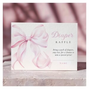 Pink Bow Baby Shower Diaper Raffle Enclosure Card