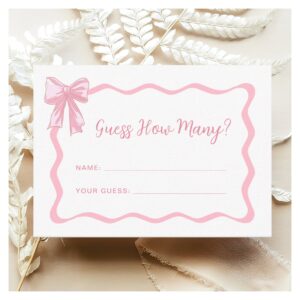 Pink Bow Baby Shower Guess How Many Game Enclosure Card