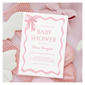 Pink Bow Baby Shower Invitation