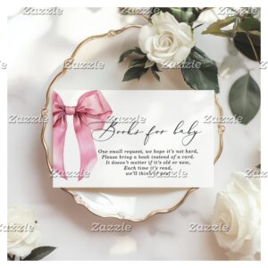 Pink Bow Books for baby Coquette Baby Shower Enclosure Card