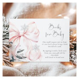 Pink Bow Cold Outside Baby Shower Books for Baby Enclosure Card
