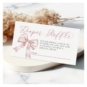 Pink Bow Coquette Baby Shower Diaper Raffle Enclosure Card