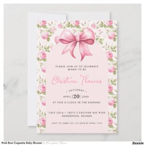 Pink Bow Coquette Baby Shower Invitation