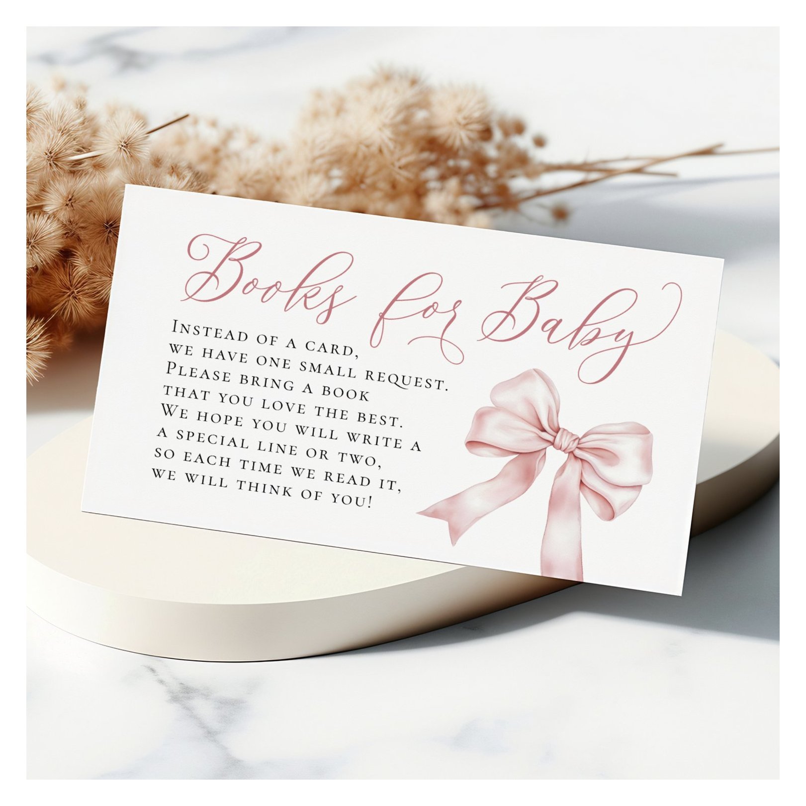 Pink Bow Coquette Books for Baby Book Request Enclosure Card