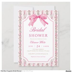Pink Bow Coquette Bridal Shower Invitation