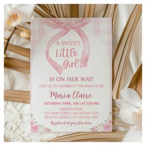 Pink Bow Coquette Girl Baby Shower Invitation