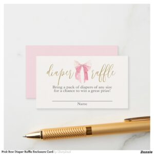 Pink Bow Diaper Raffle Enclosure Card