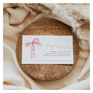Pink Bow Diaper Raffle Insert Request Girl Blush