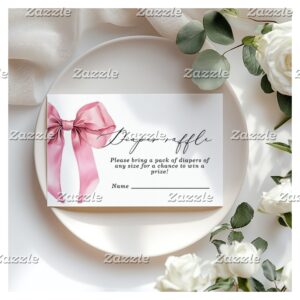 Pink Bow Diaper raffle ticket Enclosure Card