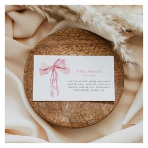 Pink Bow Enclosure Card Custom Insert Ribbon Girl