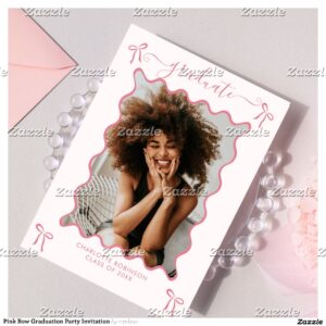 Pink Bow Graduation Party Invitation