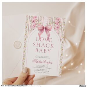 Pink Bow Love Shack Baby Shower Invitation