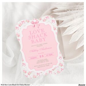 Pink Bow Love Shack Girl Baby Shower Invitation