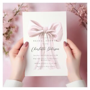 Pink Bow Modern Bridal Shower Invitation