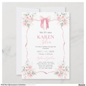Pink Bow Quinceanera Invitation